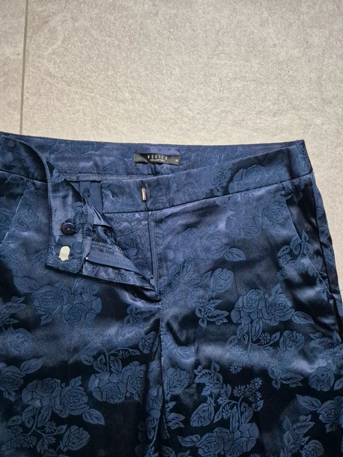 Pantalon tissus satiné brodé bleu foncé - photo numéro 5