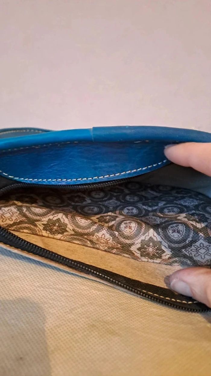 Petit sac à main besace cuir bleu turquoise. Neuf - photo numéro 6