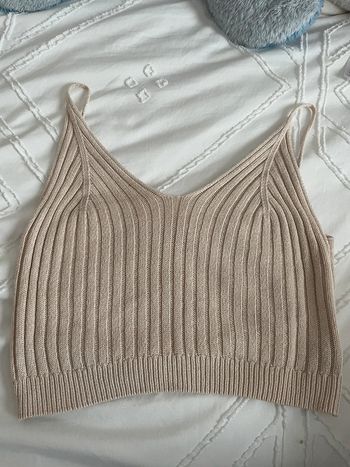 Top côtelé beige