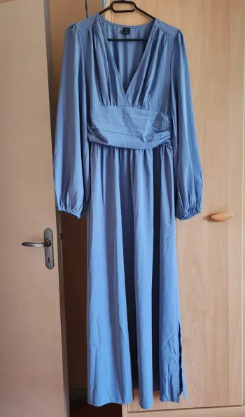Robe longue Shein fendue bleu gris T.38/M
