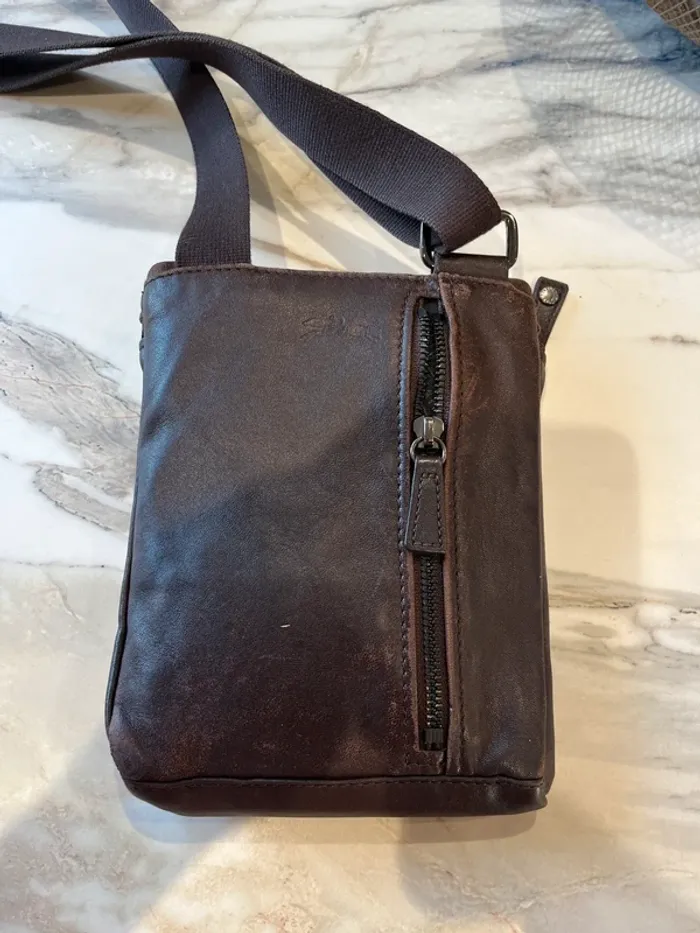 Petite sacoche homme cuir marron Longchamp - photo numéro 4