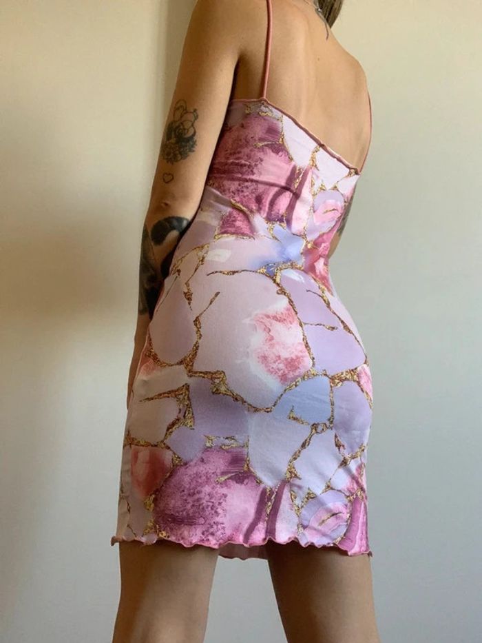 Robe été moulante rose dorée shein taille xs 34 - photo numéro 2