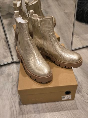 Bottines Chelsea dorées simili croco P39 Findlay neuves