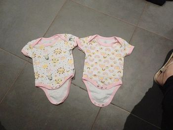 Lot 2 bodys baby éléments manches courtes 0/3mois