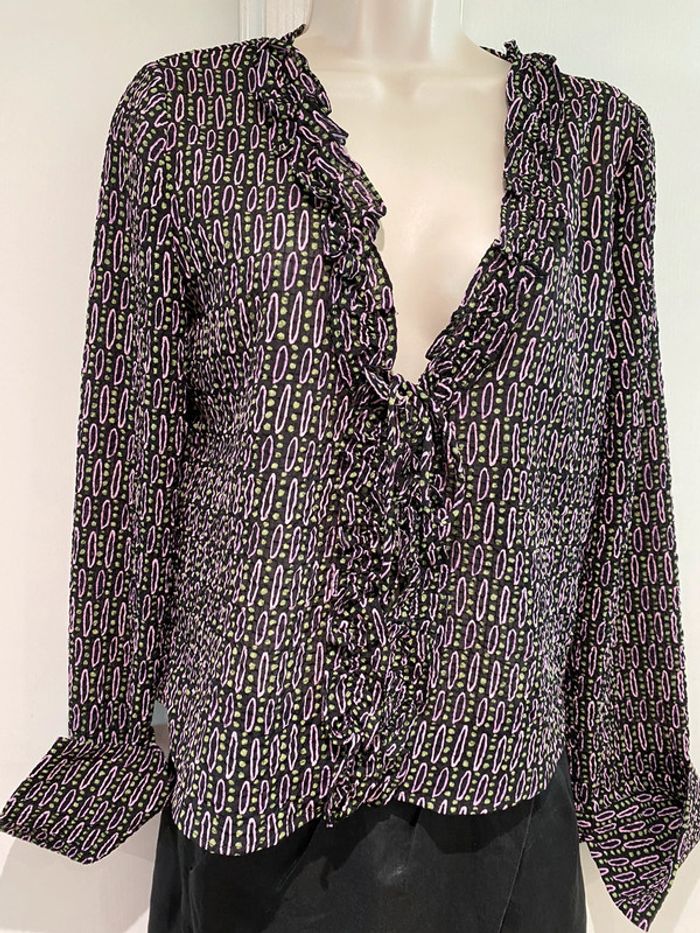 Chemise Zara, taille M/38 Rose noir  vert polyester, élasthane - photo numéro 16