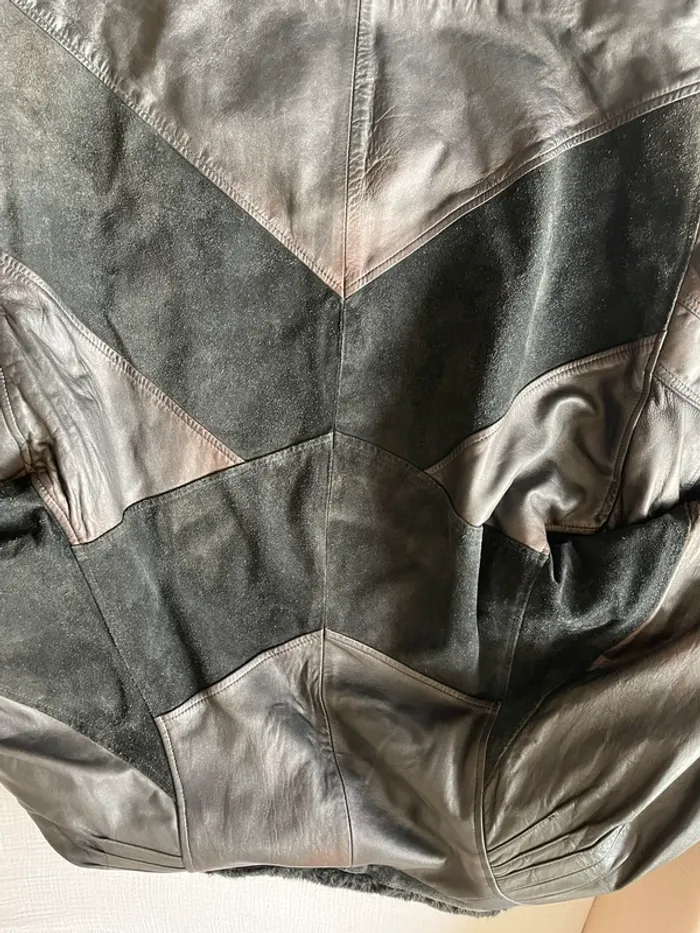Manteau femme daim et cuir - photo numéro 3