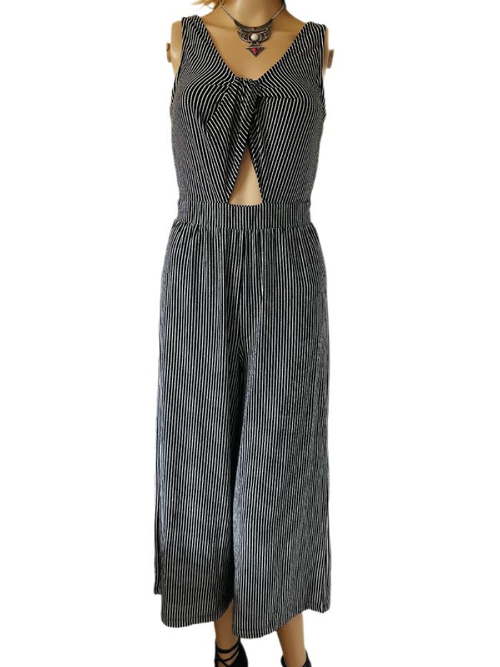 🖤🌿Combinaison rayée estivale boho city chic summer black striped Wide leg jumpsuit🌿🖤 - photo numéro 10