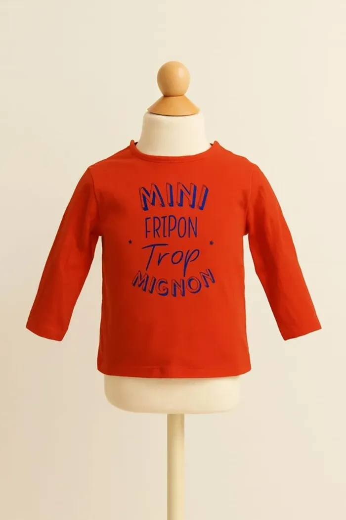 Tee shirt manche longue rouge imprimé bleu marine Taille 9 mois - photo numéro 2