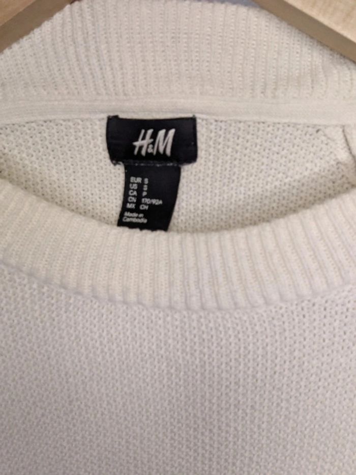 Pull semi-serré un peu long H&M blanc Taille S - photo numéro 6