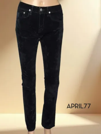 jean April 77 noir coupe slim matiére lyocell et coton effet velours,taille basse,extensible