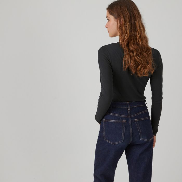 T-shirt boutonné manches longues, détail dentelle - taille XL - La Redoute Collections - couleur noi - photo numéro 4