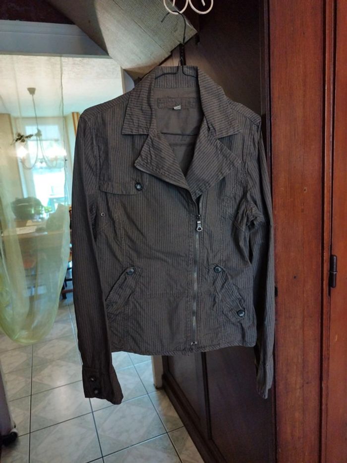 Veste blazer rayures marron vintage y2k M/38 - photo numéro 2
