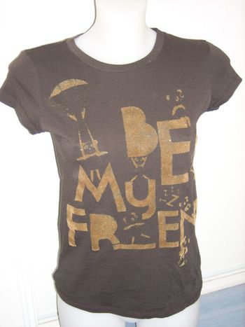 tee shirt marron be my friend zara taille 40