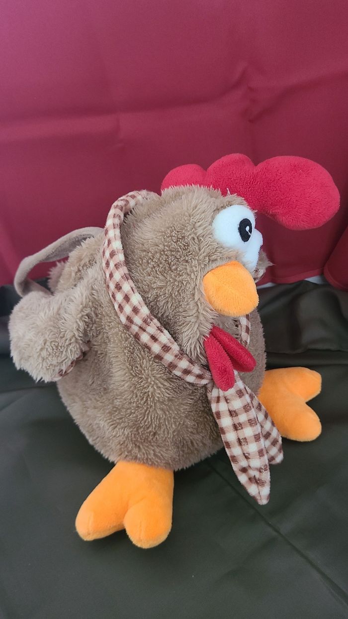 Peluche doudou Poule marron Fizzy 30 cm - photo numéro 2
