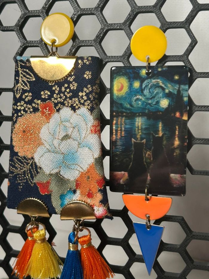 Boucles d’oreilles - Van Gogh et fleurs d’or - photo numéro 2