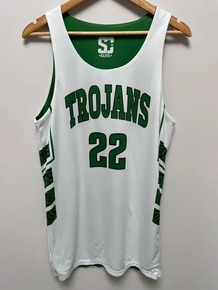 Basketball type jersey débardeur maillot reversible green white Adult M