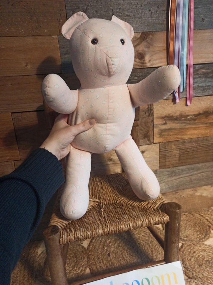 peluche ours tissu fait main tbe - photo numéro 4