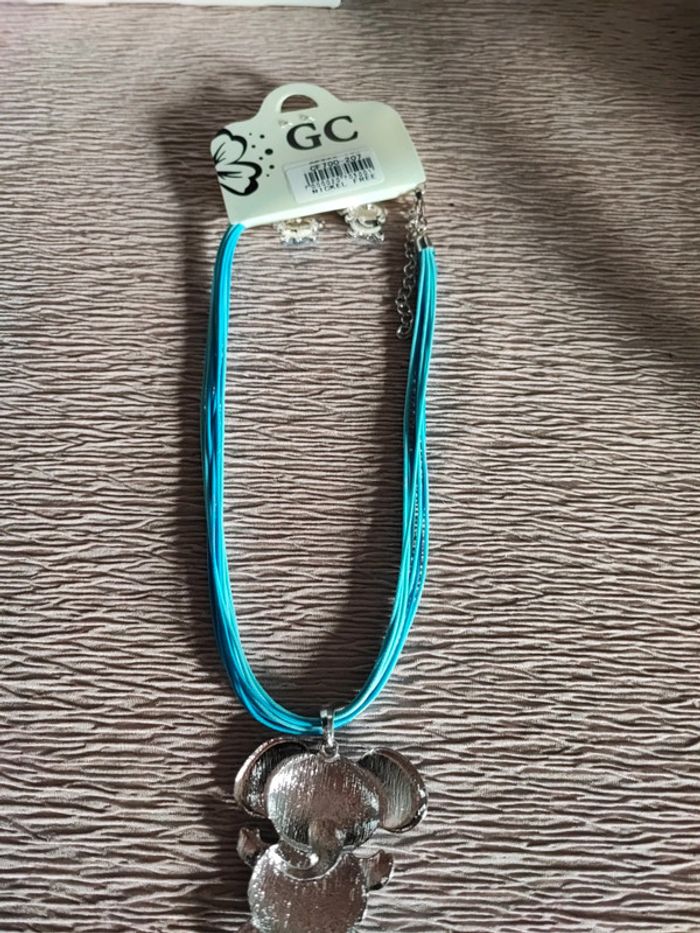 Parure turquoise bleue eléphant sans nickel - photo numéro 2