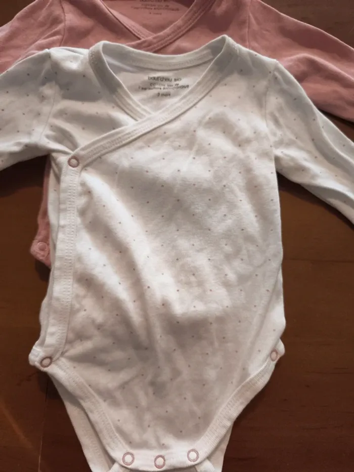 Lot de 2 bodies manches longues bébé 3 mois Bout'chou bio - photo numéro 2