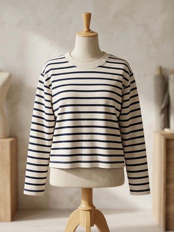 Marinière Sézane beige bleu marine manches longues S