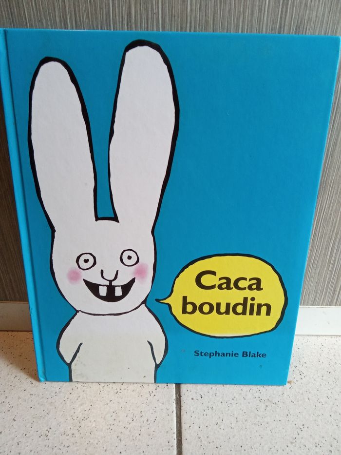 Livre école des loisirs caca boudin de staphanie blake, bleu, lapin