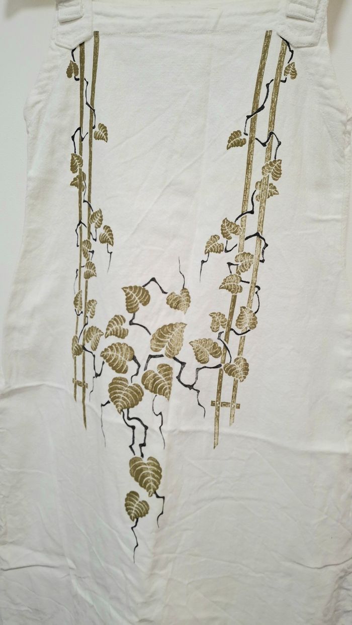 Robe florale en lin, avec cercles en bois décoratifs aux bretelles (Taille unique, voir mesures) - photo numéro 3