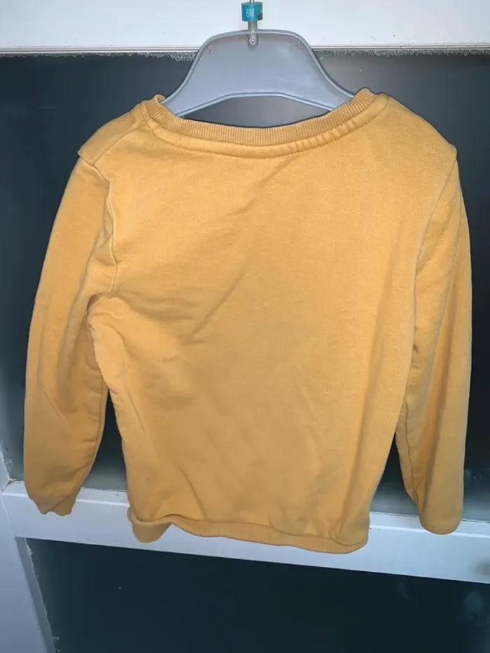 Sweat-shirt 4 ans fille jaune "Sisters Forever" cœur doré - photo numéro 2