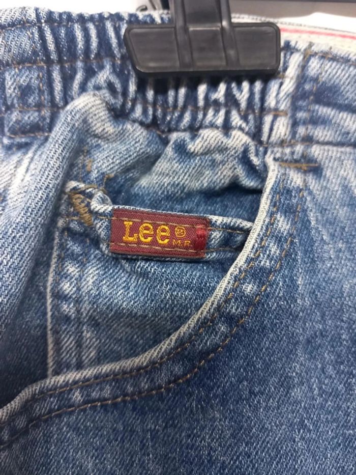 Jeans taille haute Lee vintage Bleu foncé en coton - photo numéro 4