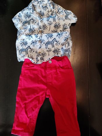 Lot chemise et pantalon rouge 6 mois