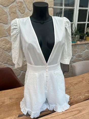 Combishort femme taille M 38 blanche combinaison d’été bohème shein