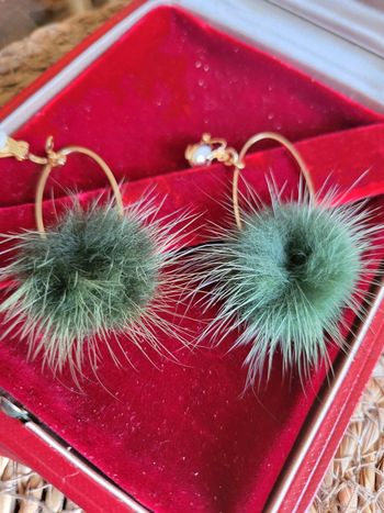 Clips ovales dorés et vert