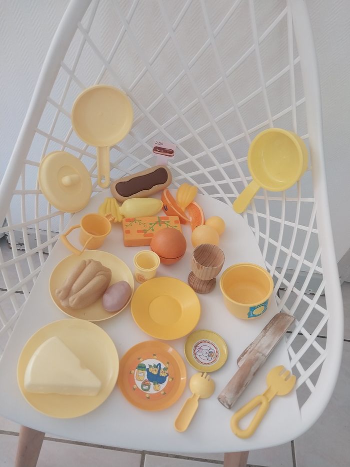 Lot dînette vintage jaune & orange – 70s vibes !