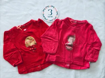 👶 Lot de 2 t-shirt manches longues fille - GÉMO - 3 mois 👶