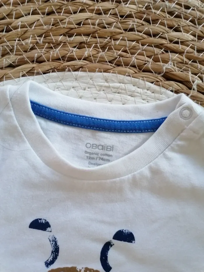 Tee-shirt manches courtes à motifs - Obaïbi - 12 mois - photo numéro 2