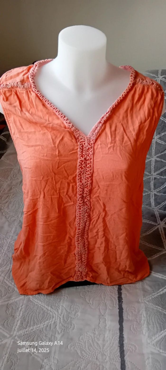 Tunique sans manches assymetrique bandes ajourées rose femme XL camaïeu - photo numéro 6