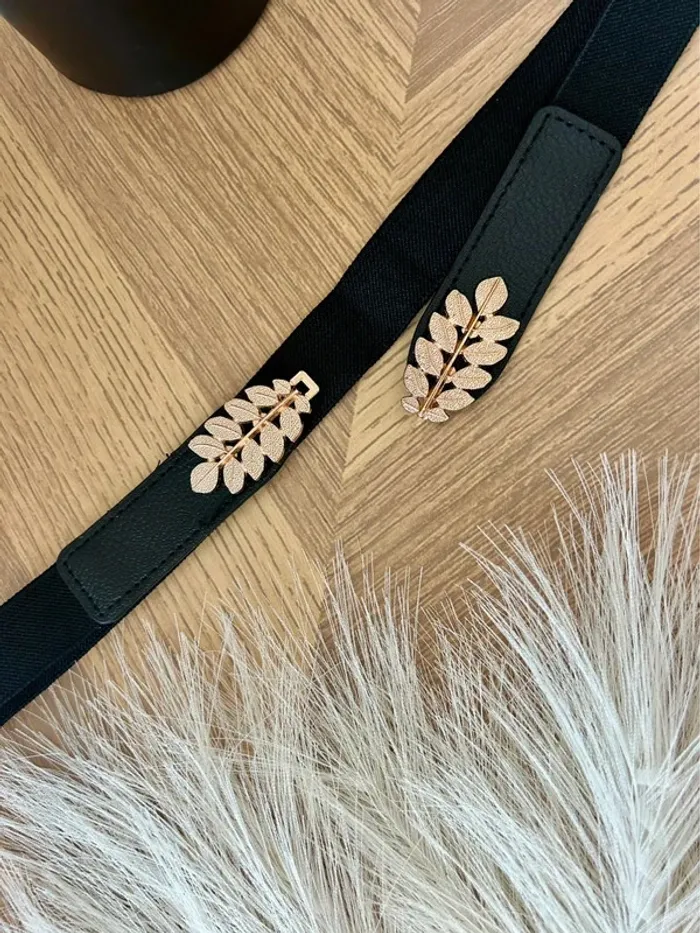 Magnifique ceinture noir et doré forme feuille taille ajustable neuf - photo numéro 3