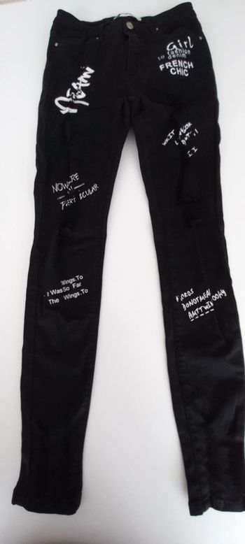 Pantalon jean noir  troués femme