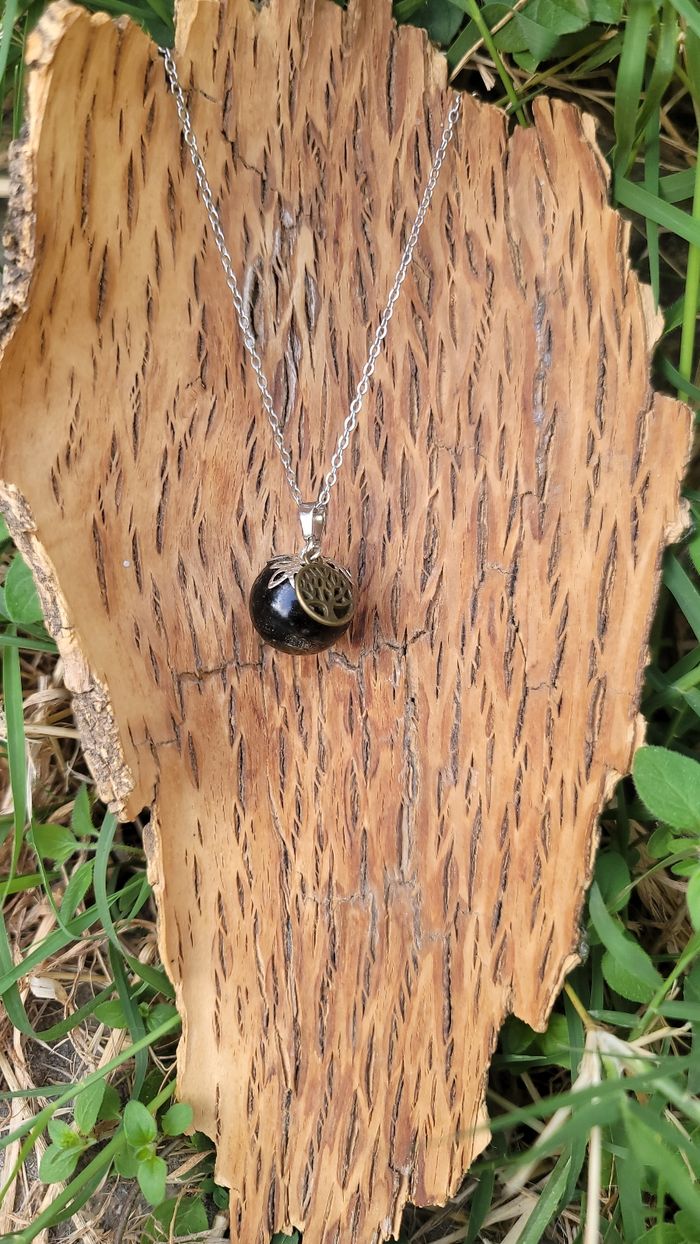 Collier de protection en Obsidienne œil céleste arbre de vie en acier inoxydable - photo numéro 2