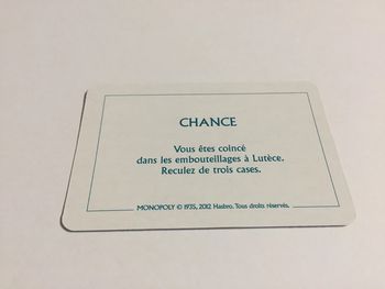 Carte chance embouteillages à Lutèce jeu de société Monopoly le tour de Gaule d'Astérix Hasbro #A53
