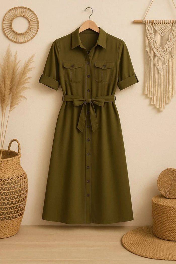 Robe kaki longue neuf Costes taille M - photo numéro 2