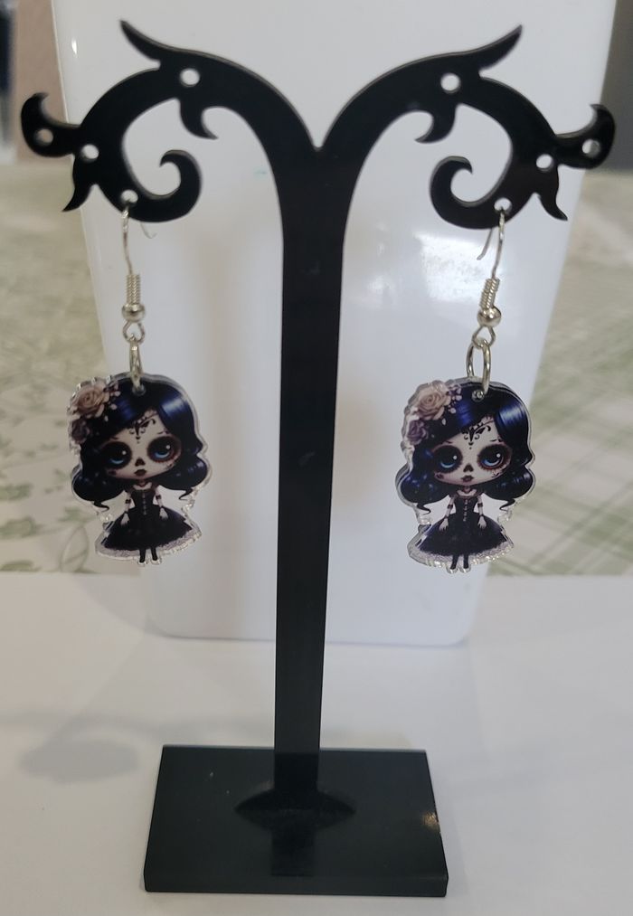 BOUCLES D'OREILLES POUPEE SANTA MUERTE HALLOWEEN ! NEUVE ! MODELE 5