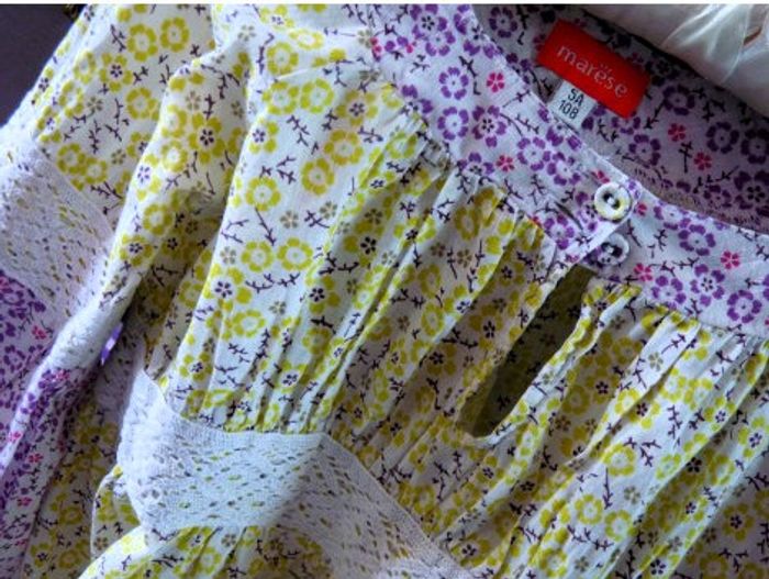 Blouse Fille marèse 4 ans fleurs violet vert TBE - photo numéro 2