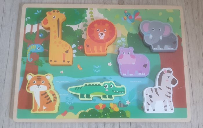 Puzzle à encastrer, animaux en bois