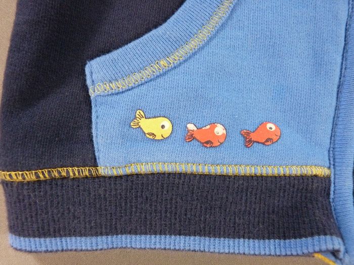 Veste sweat capuche molleton bleu marine bleu chat poissons Sergent Major 6 mois 67 cm garçon - photo numéro 3