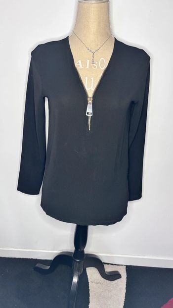 💕 blouse noire fine manches longue col V taille 36 S #rptamar