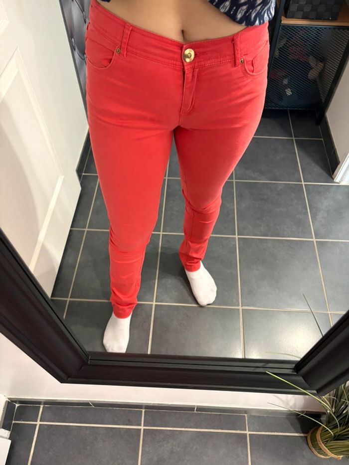 Ensemble (blouse Cache Cache + pantalon taille basse K Woman) taille M très bon état - photo numéro 3
