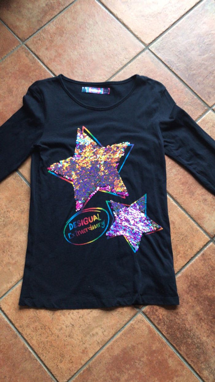 Desigual 13/14 ans t shirt bleu marine - photo numéro 2