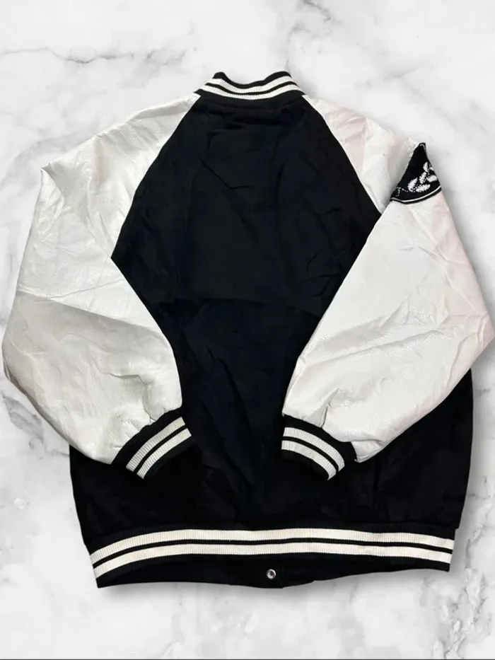 Veste Varsity Style Wild Fable Noir & Blanc Patch Brodé (Taille S) - photo numéro 2