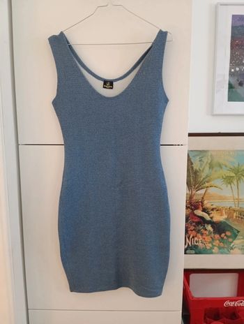 Robe moulante près du corps vintage made in france bleu irisé