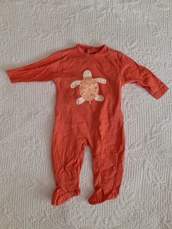 Pyjama grenouillère corail orange tortue bébé 3 mois